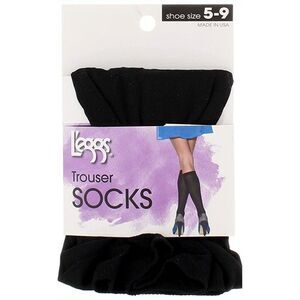 x6 pairs L'eggs Sheer Silky Trouser Socks US Shoe size 5-9 Jet Black LEGGS NIP